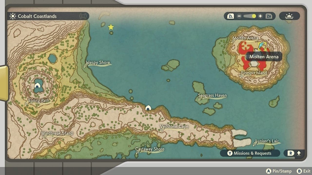 Pokemon Legends Arceus Frenzied Noble Arcanine map location screenshot.