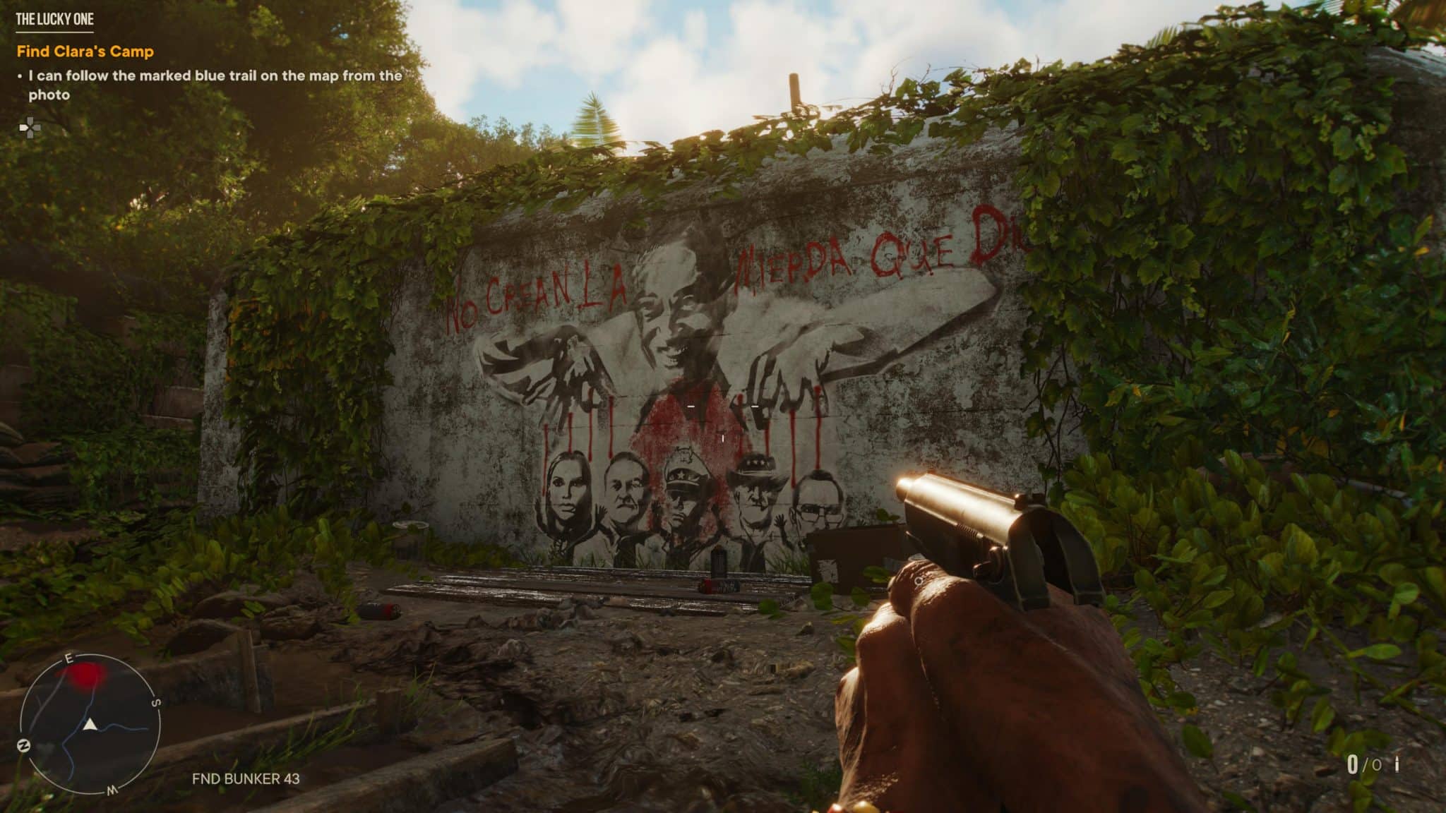 Far Cry 6 gameplay showing anti-Castillo graffiti