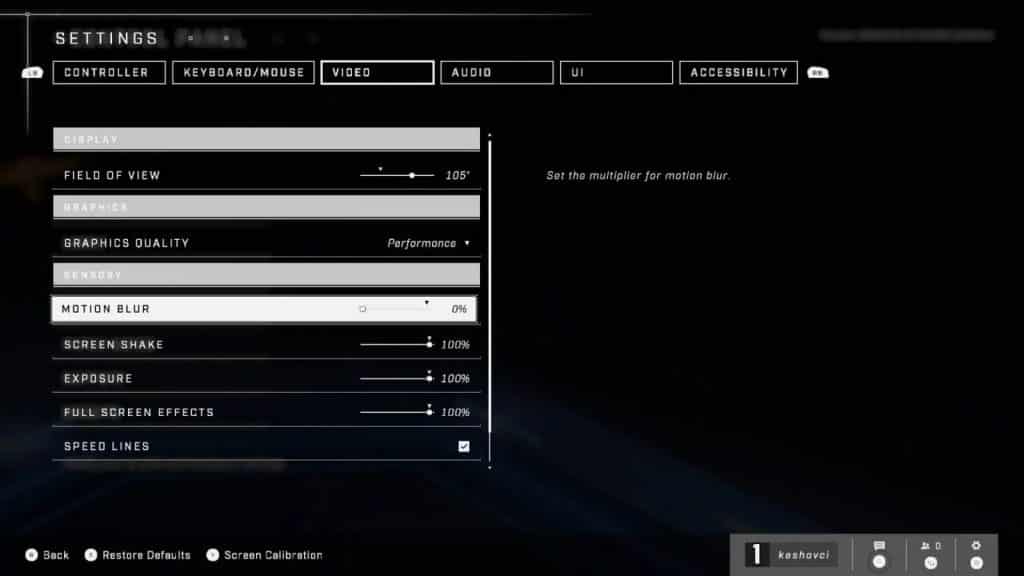 A screenshot showing the in-game options menu to change your FOV in Halo