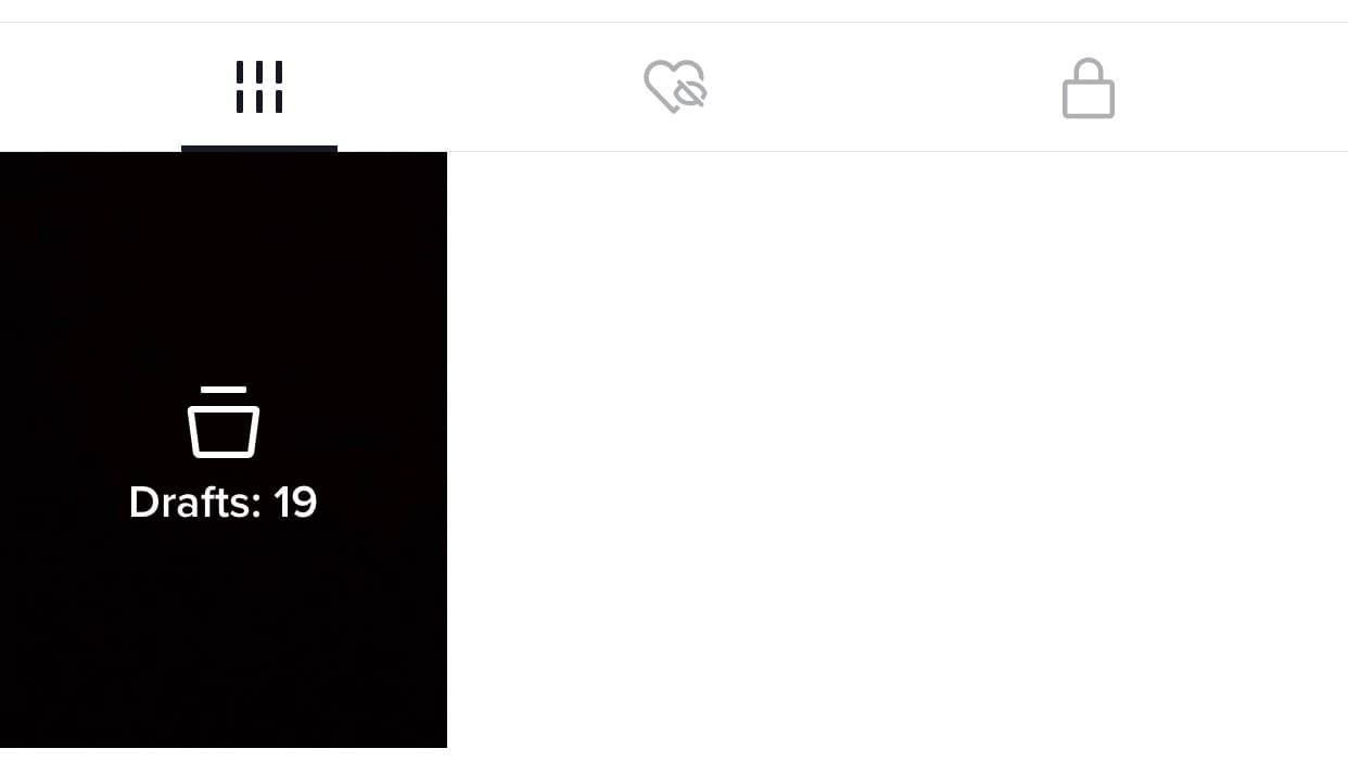 Screenshot of the drafts folder on TikTok