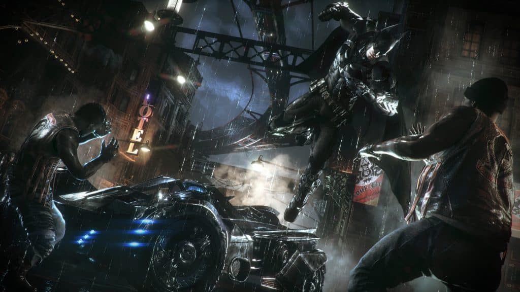 Batman fighting enemies in Batman Arkham Knight, one of the best xbox game pass games