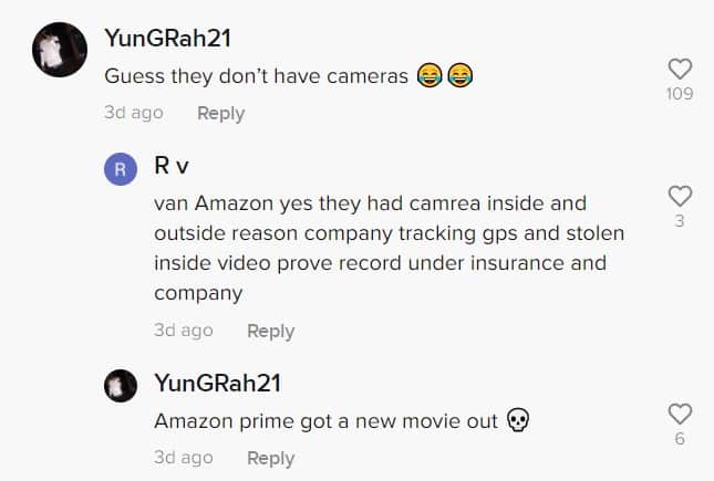 TikTok comments on Amazon delivery van tiktok