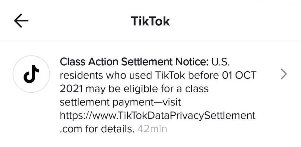 TikTok Class Action Settlement Notice