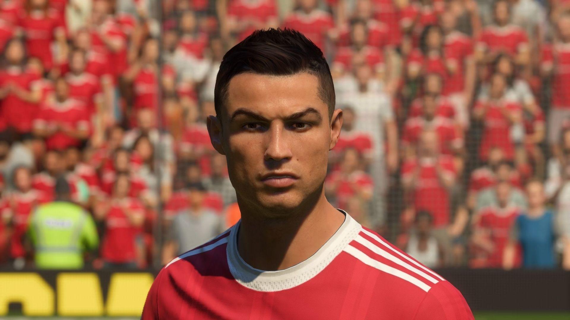 an in-game screenshot of cristiano ronaldo in fifa 22