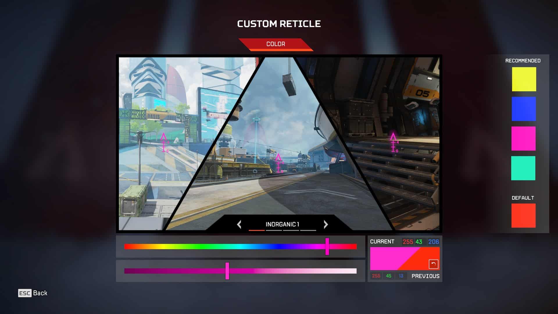 apex legends color reticule