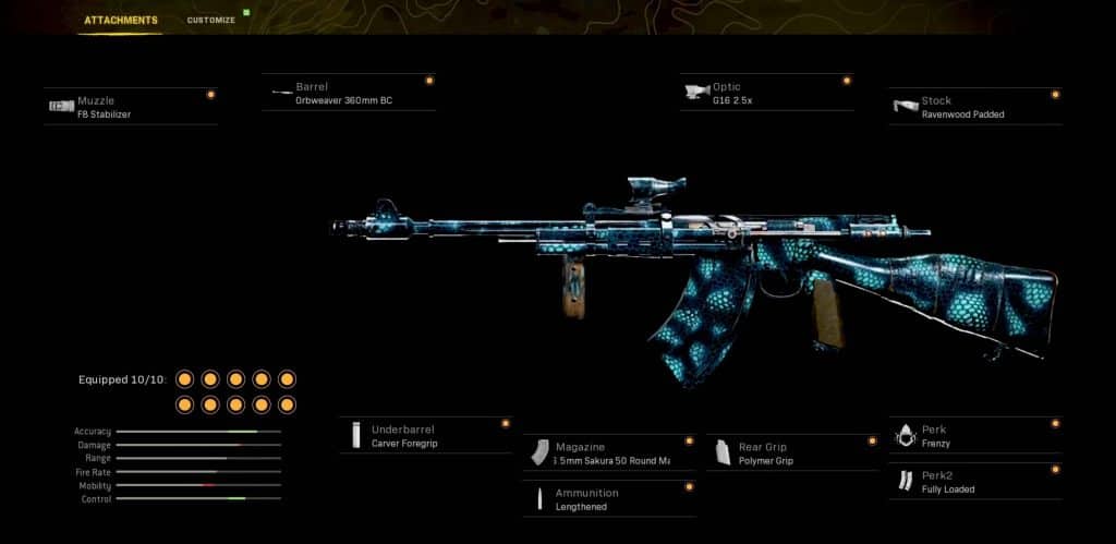 NICKMERCS' NZ-41 loadout in WZ gunsmith