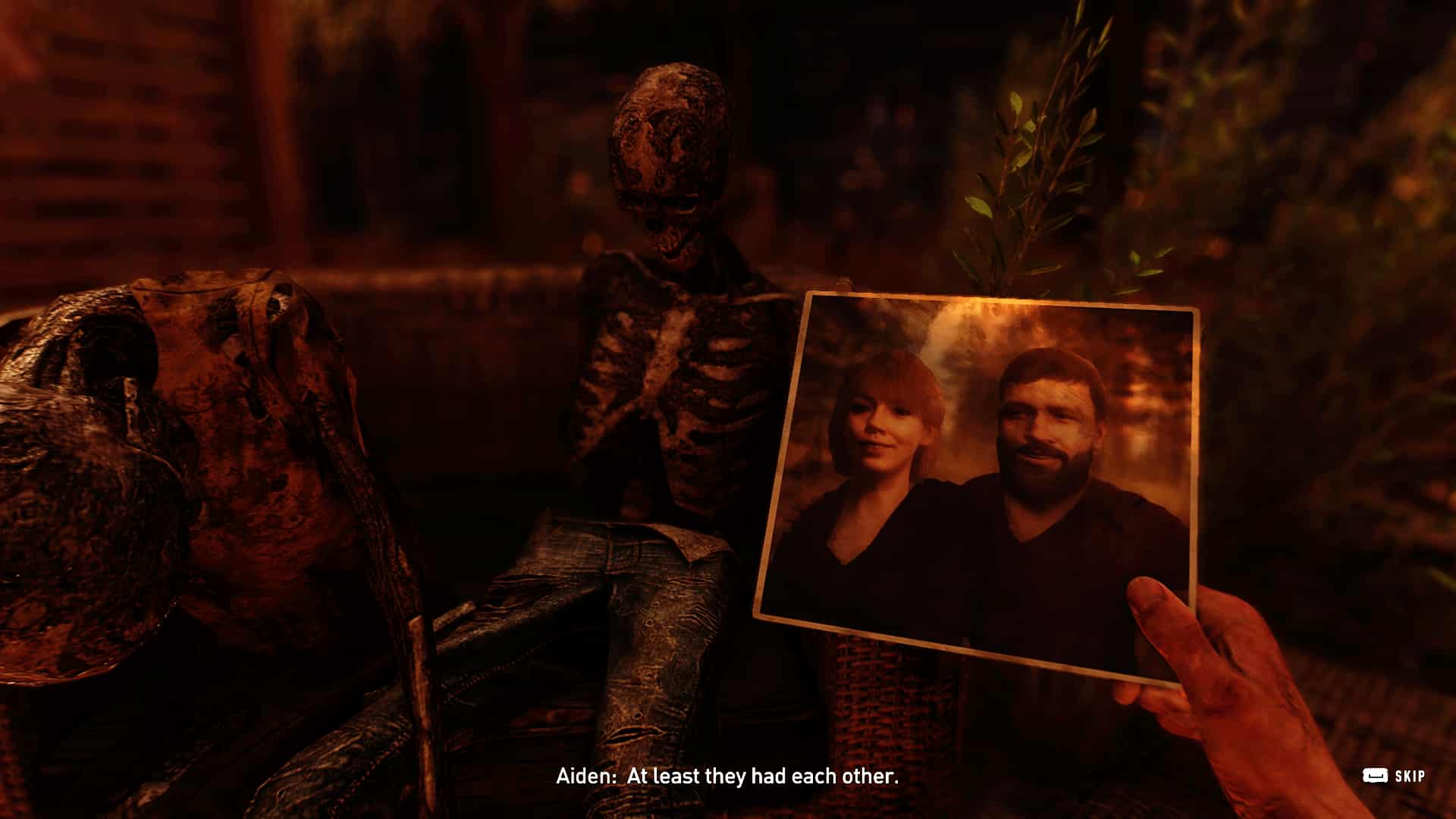 dying light 2 aiden looks at photo of couple