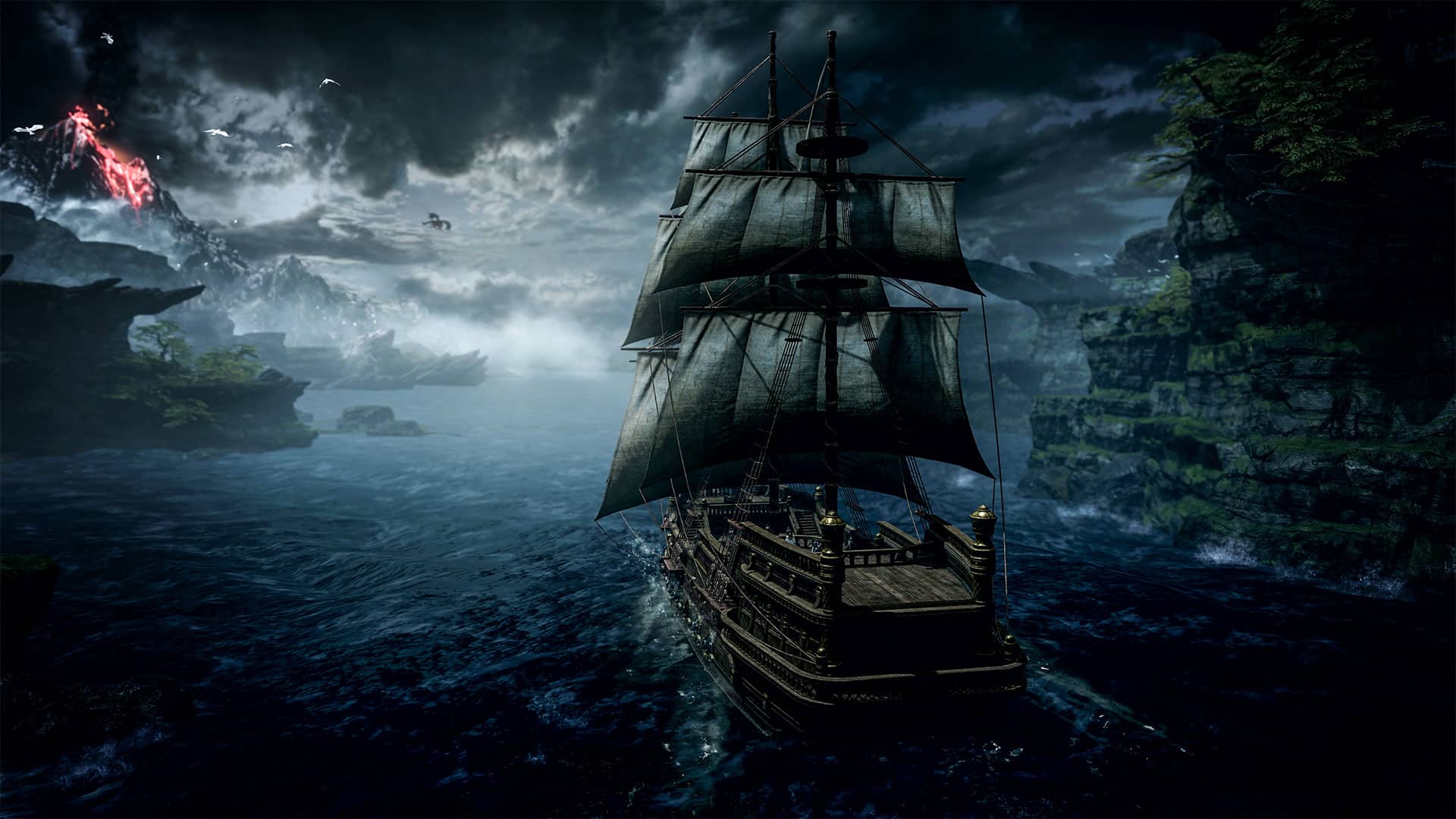 A ship sailing through Akresia in Lost Ark