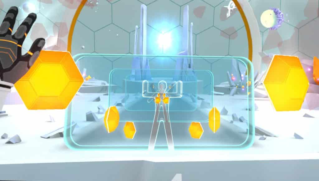 OhShape screenshot showing a player preparing to assume a shape on Oculus Quest 2