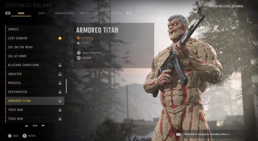 Call of Duty Vanguard store page showing the Armored Titan bundle
