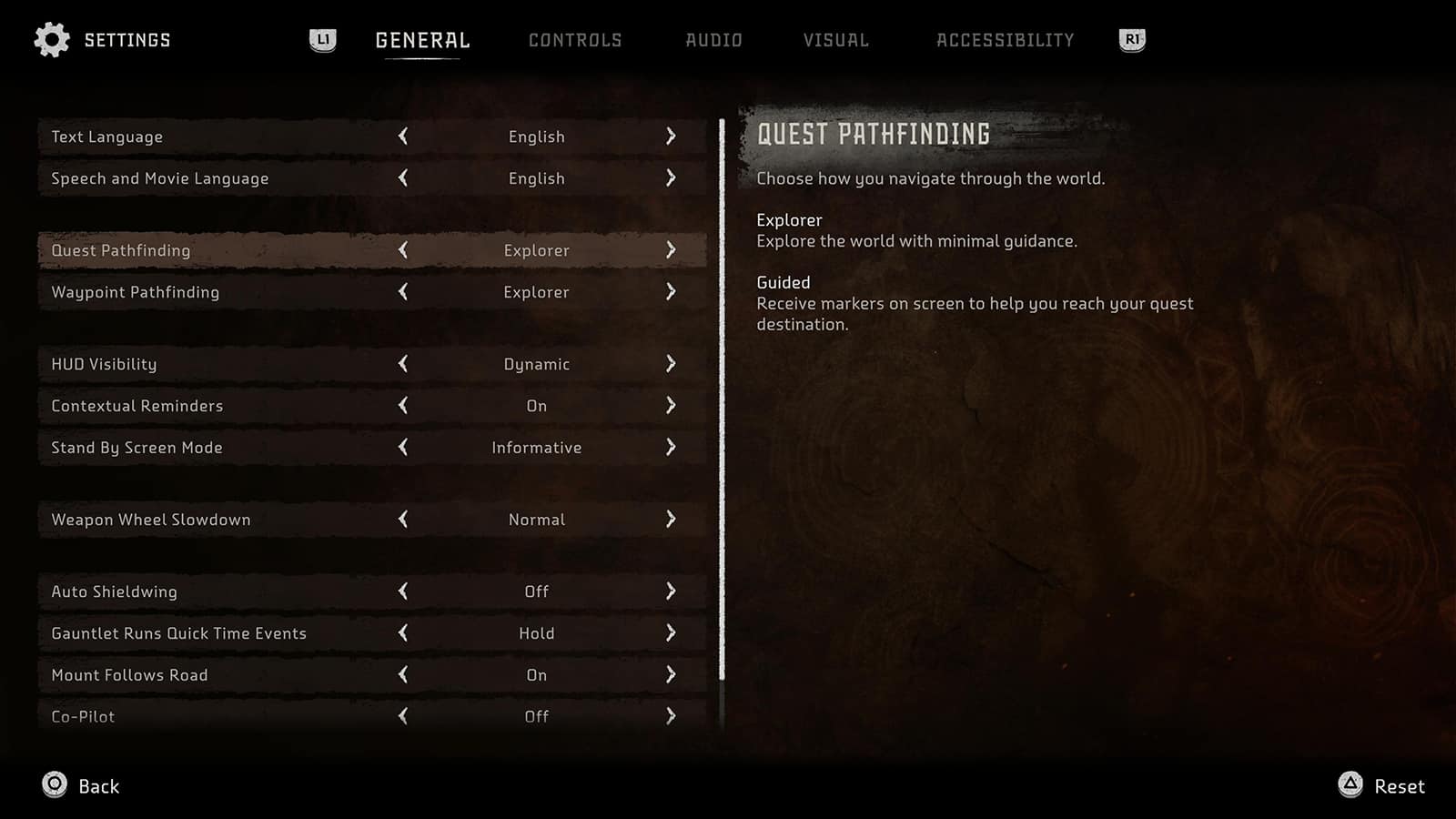 The menu to change between Explorer and Guided in Horizon Forbidden West