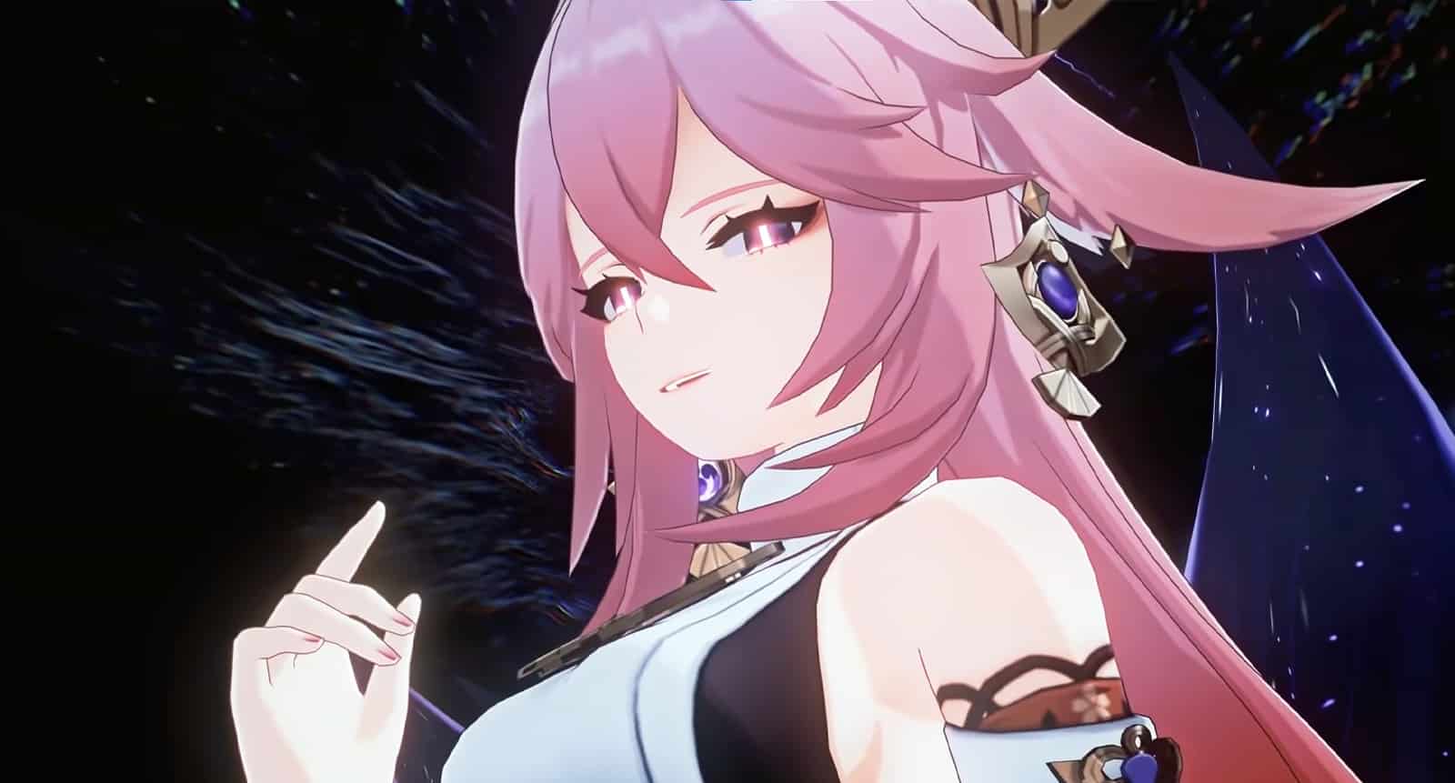 Genshin Impact hero Yae Miko trailer screenshot.