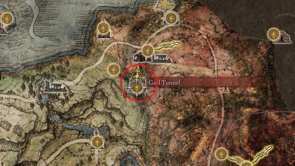 Gael Tunnel map location in Elden Ring