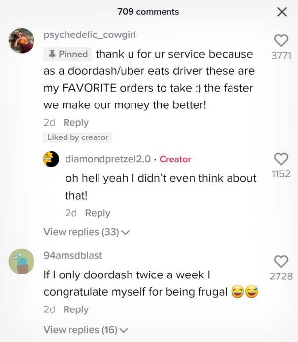 TikTok Doordash comments 1