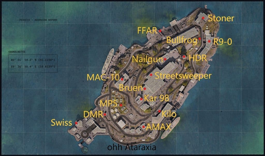 Warzone Rebirth Island Weapon Blueprint Locations