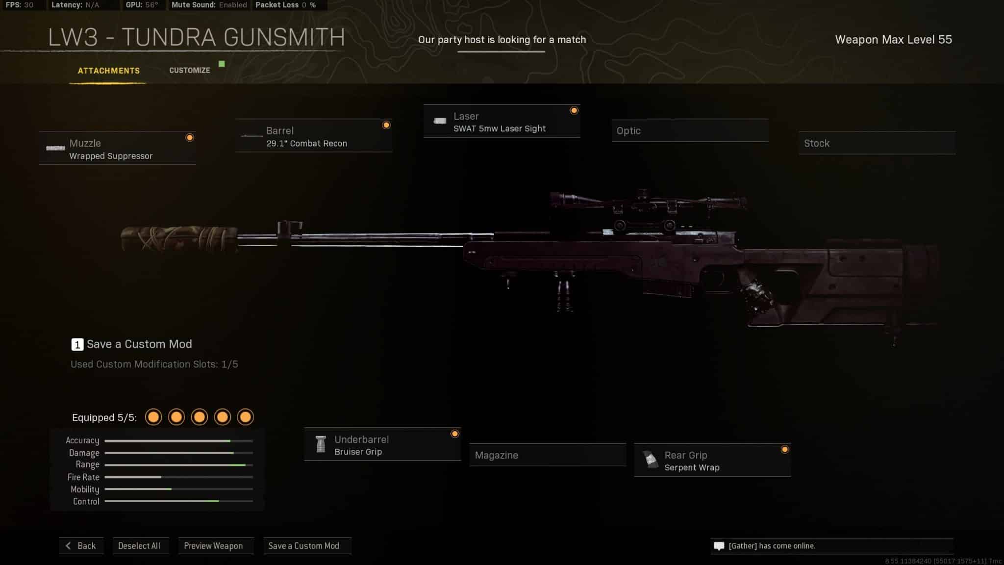 Screenshot of LW3 Tundra loadout in Call of Duty Warzone gunsmith