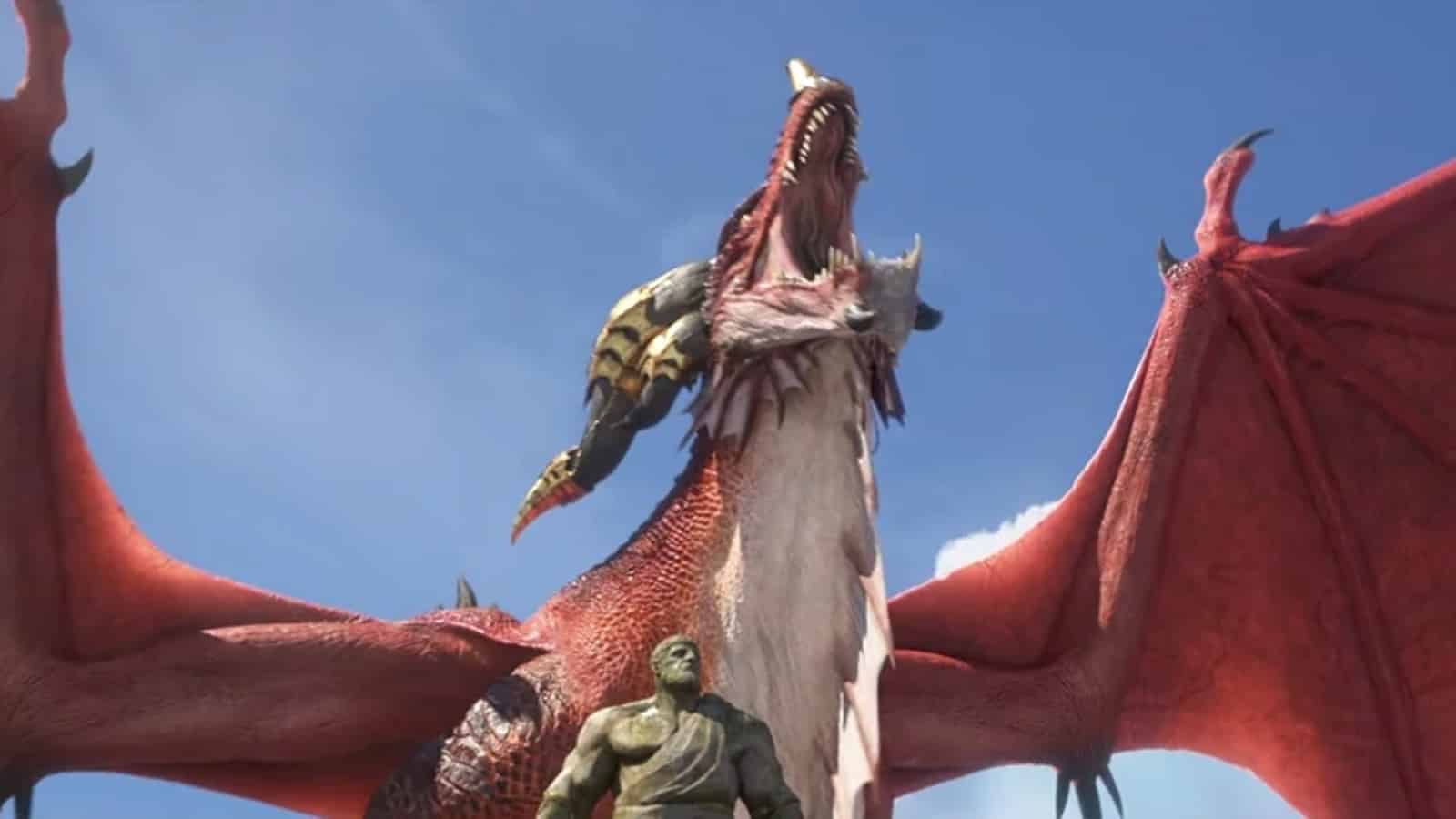world of warcraft wow alexstrasza in dragon form roars with rock titan