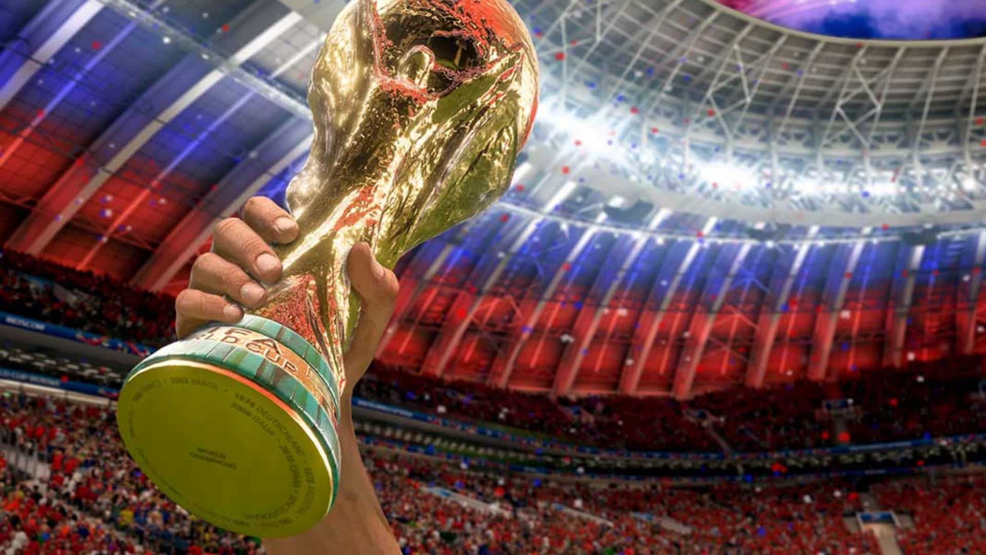 player holding up world cup in fifa 18