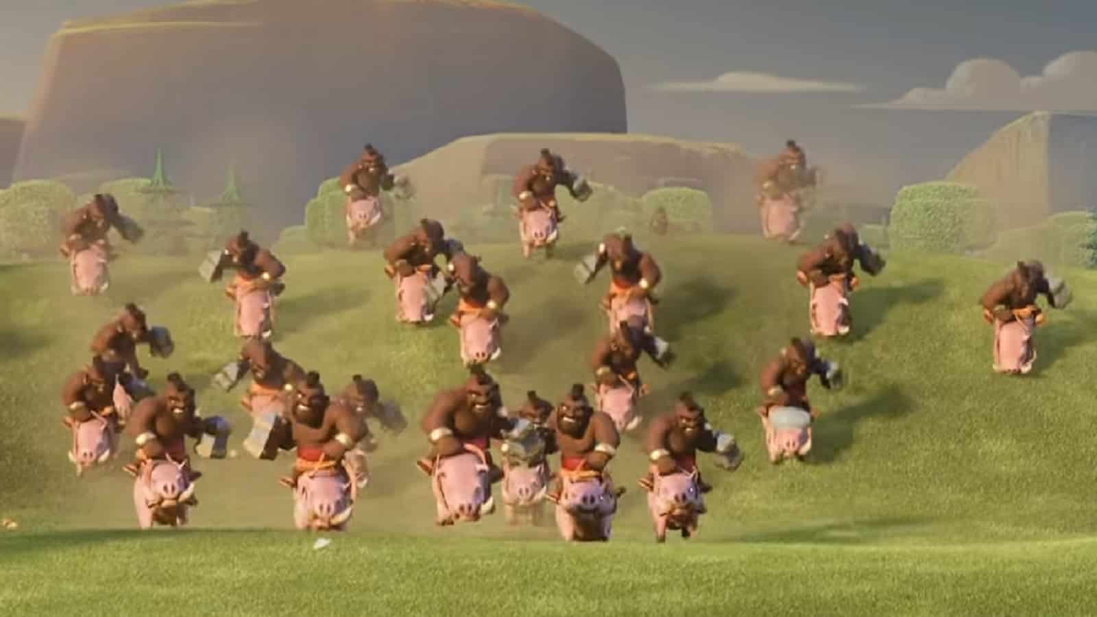 screenshot from hog riders cinematic for clash royale