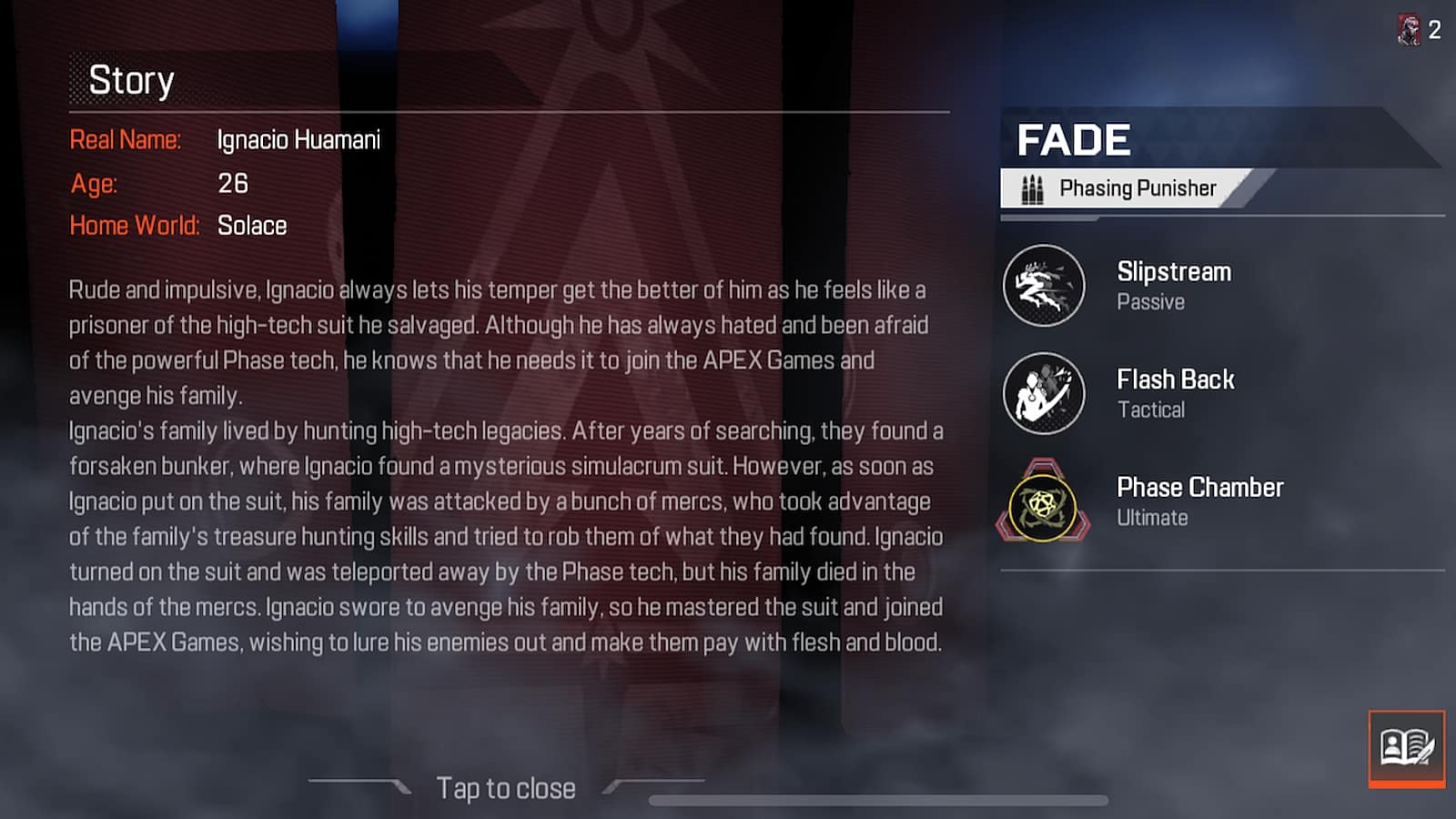 Fade bio in Apex Legends