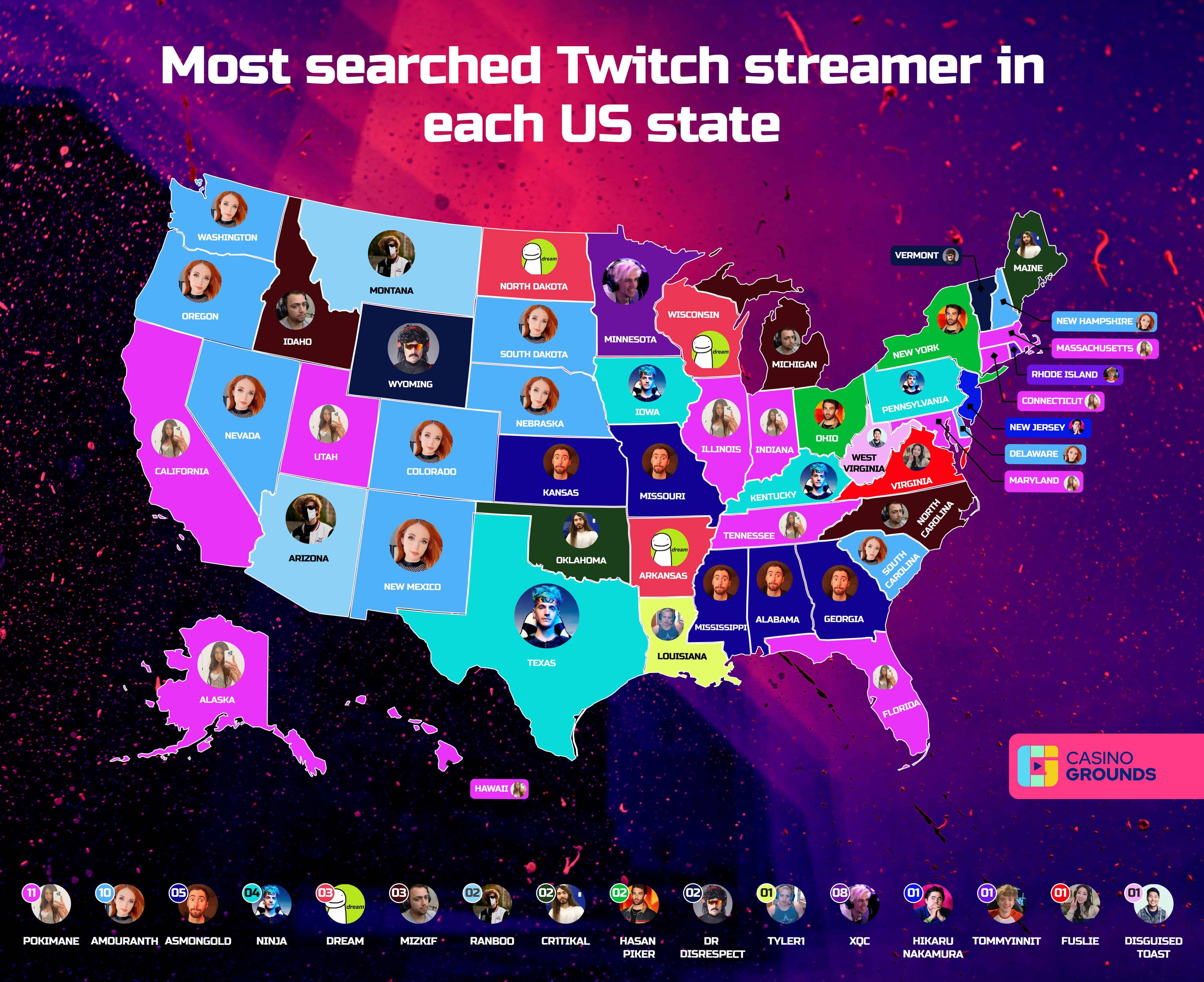 Most popular Twitch streamer by US state: Amouranth, Pokimane