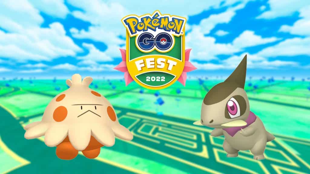 Shiny Pokemon Shroomish and Axew in Pokemon Go Fest 2022