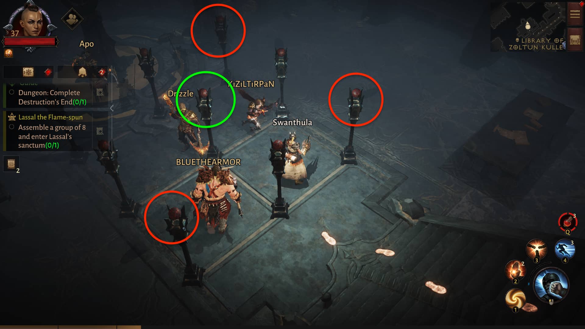 diablo immortal library of zoltun kulle lantern puzzle how to light nine lamps at once