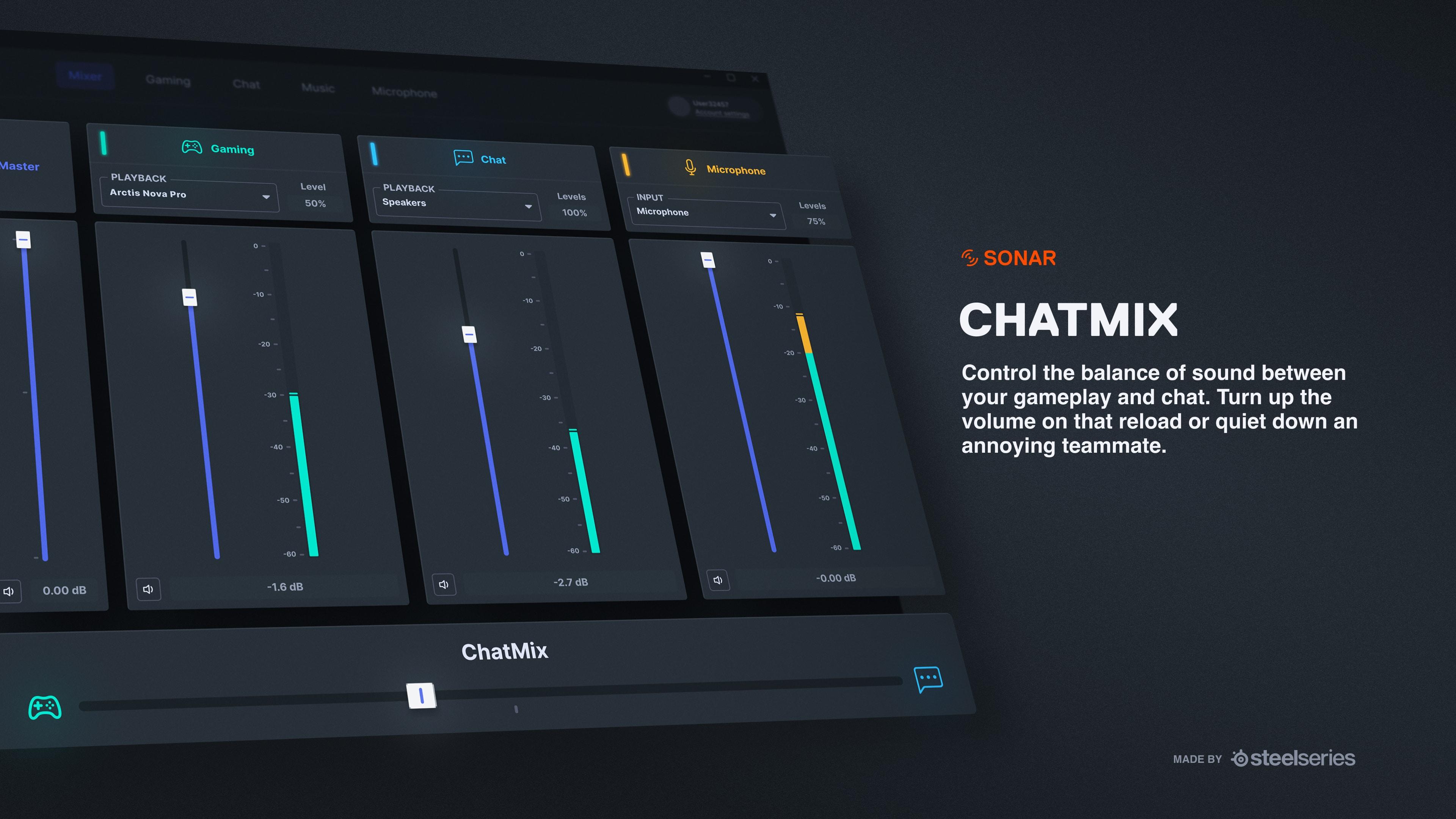 SteelSeries Sonar Chatmix software
