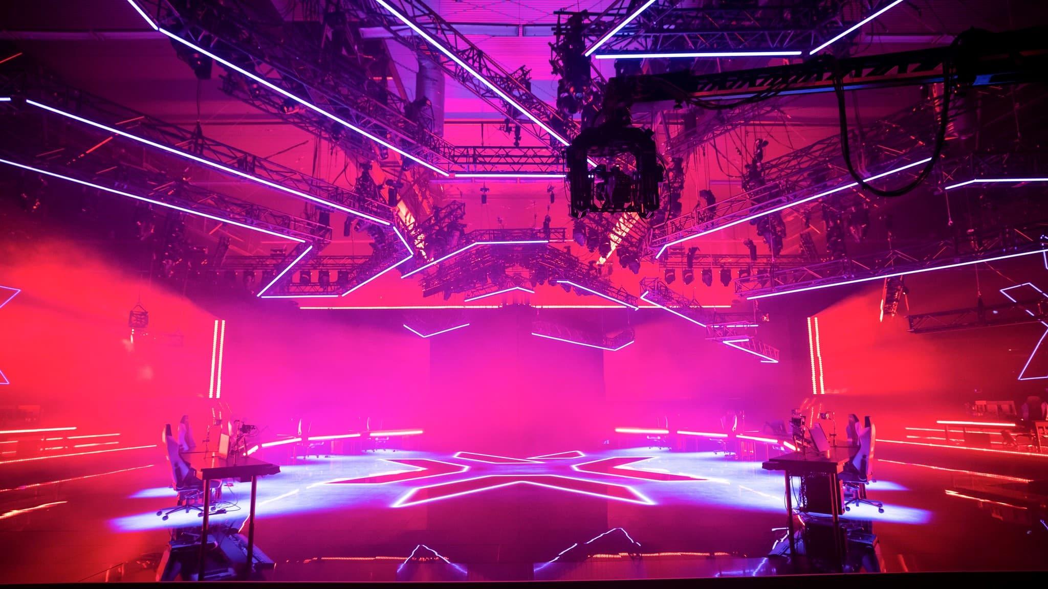 The VCT Masters Iceland stage draped in red light