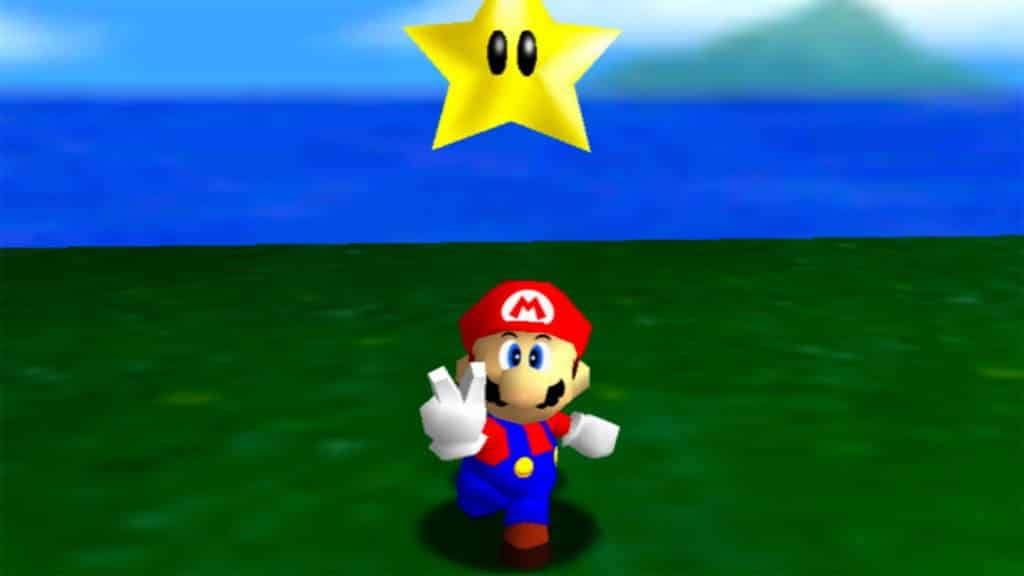 A screenshot of Super Mario 64, widely considered the best Mario game