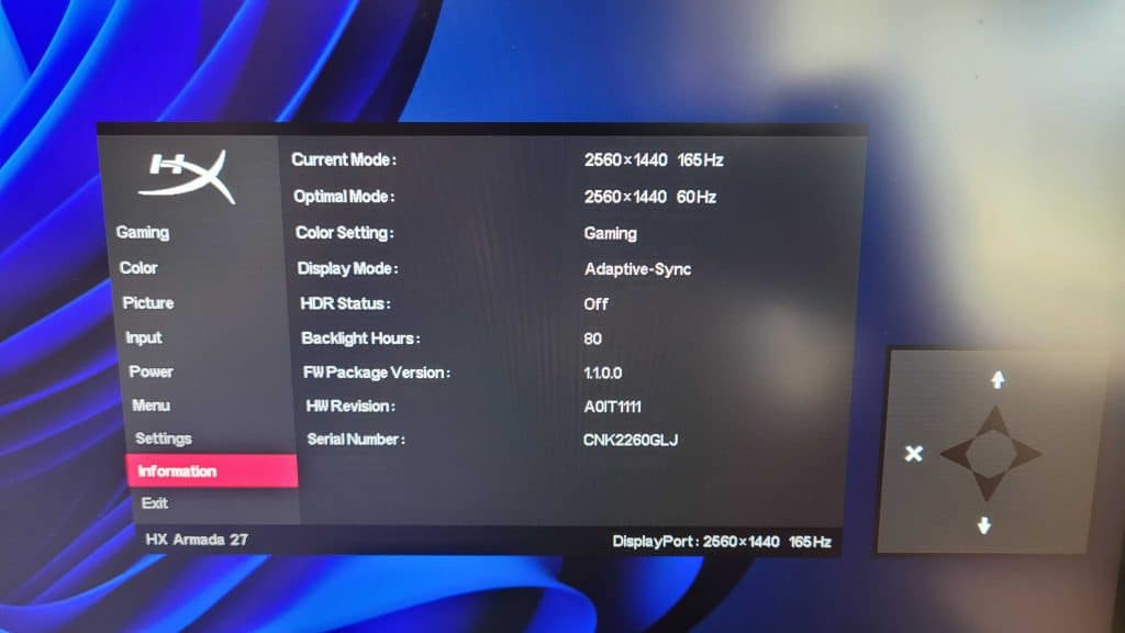 HyperX Armada 27 2K QHD (2560 x 1440) 165Hz Gaming Monitor