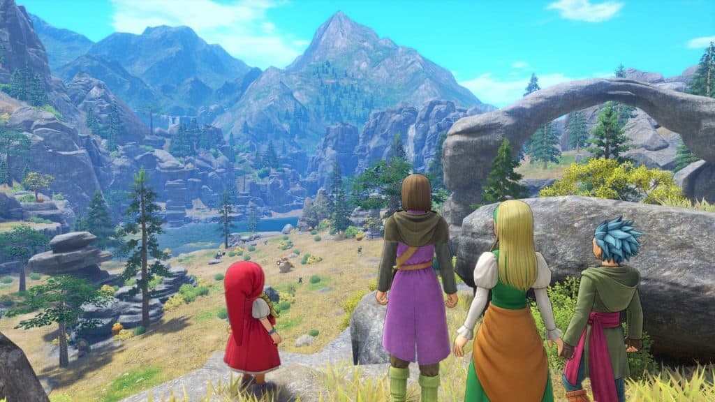 dragon quest XI characters looking into distance
