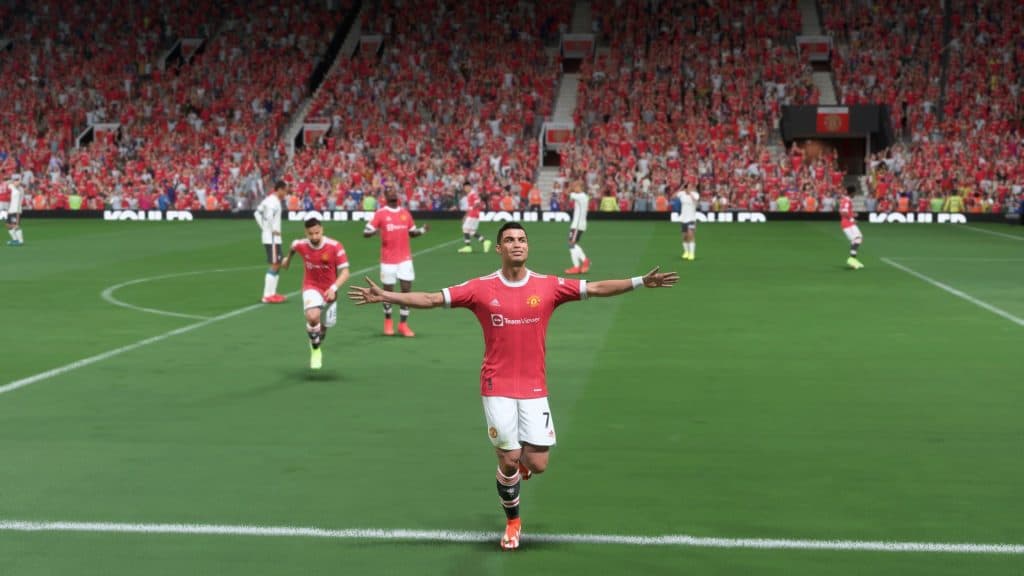 cristiano ronaldo celebrating a goal in fifa