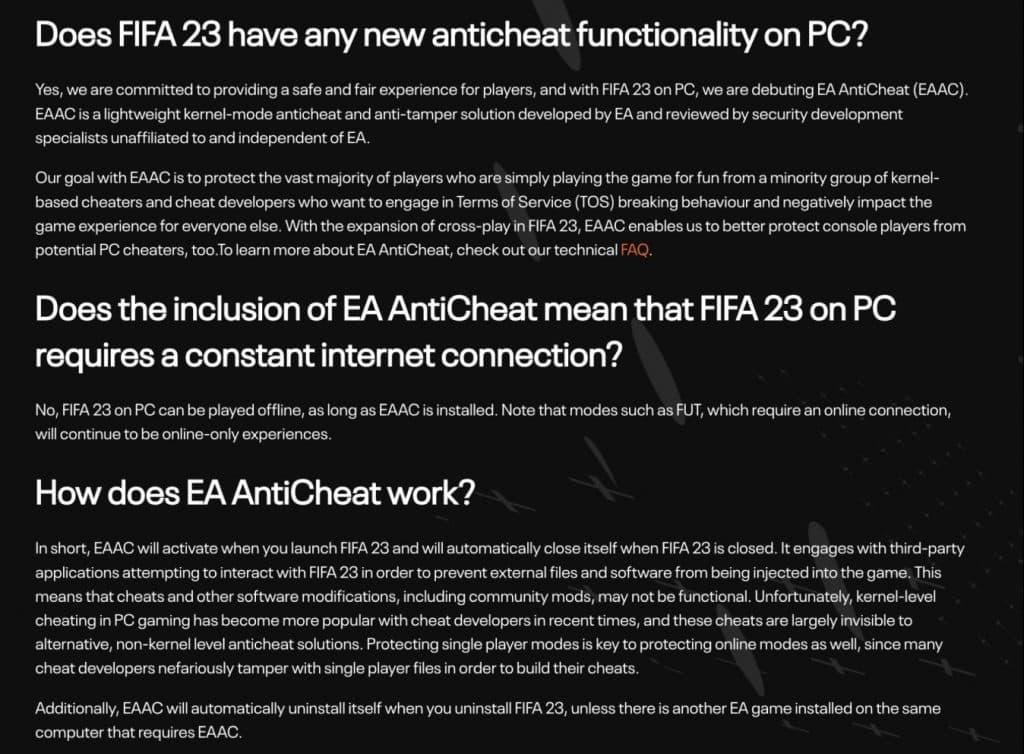 FIFA 23 anti-cheat frequently asked questions and answers