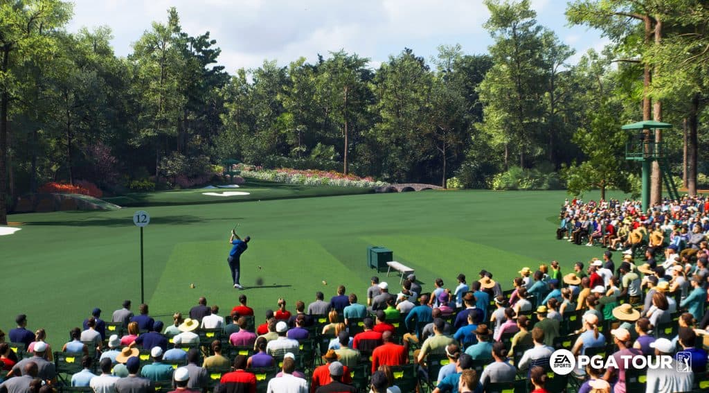 jordan spieth taking tee shot at augusta national par 3 12th in EA Sports PGA Tour Golf