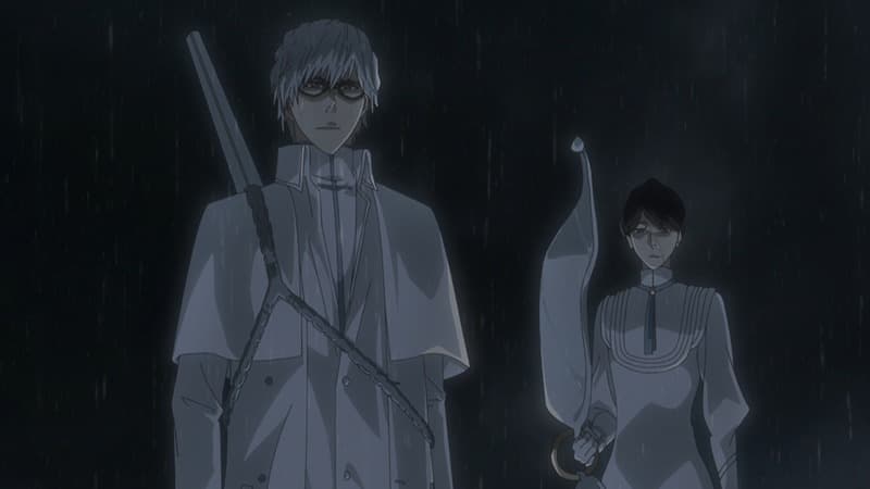 An image of Ryuken Ishida and Kanae Katagiri in their Quincy attire