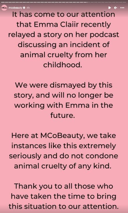 MCOBeauty responds to emma claiir cat abuse