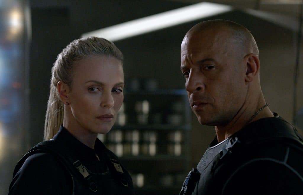 Charlize Theron and Vin Diesel in The Fate of the Furious