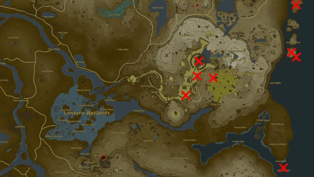 The Legend of Zelda: Breath of the Wild Lanayru Region Map Map for