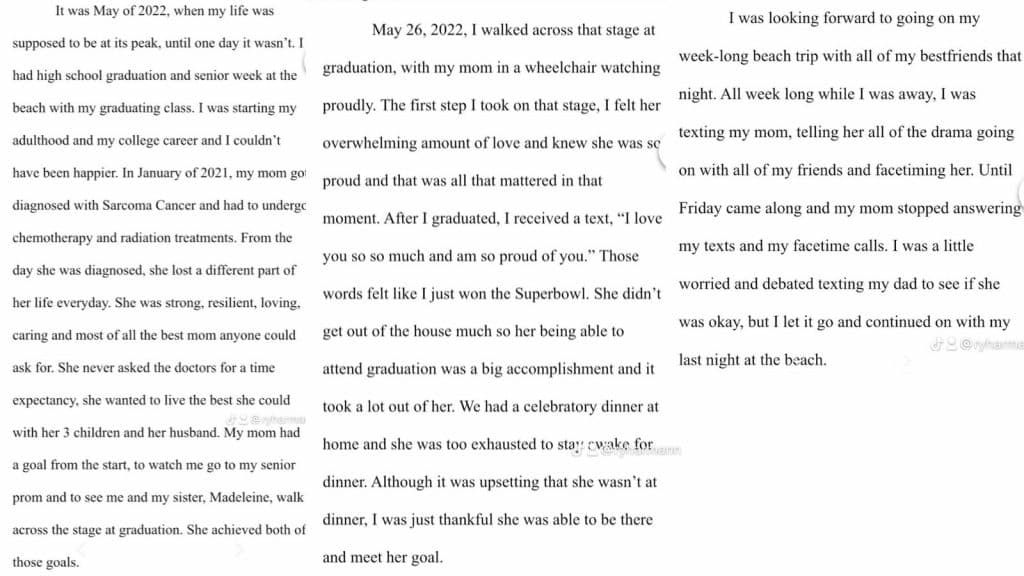 this essay made my teacher cry
