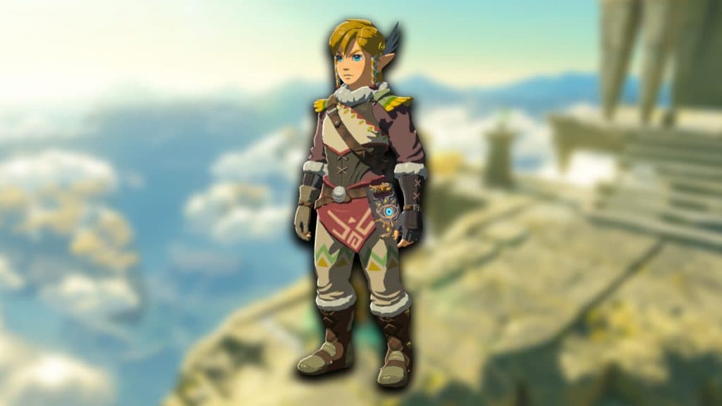 an image of Link wearing Snowquill Armor set in Tears of the Kingdom