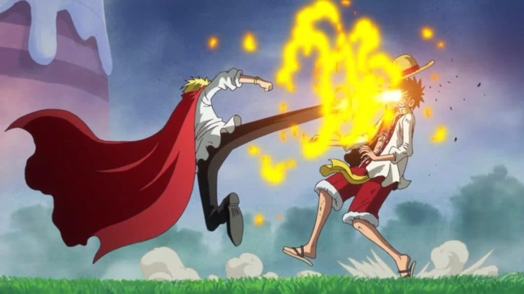 An image of Sanji vs Luffy in One Piece