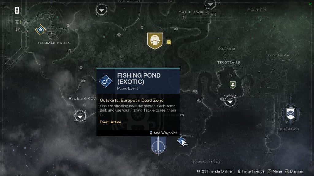 A screenshot of fishing location in Destiny 2.