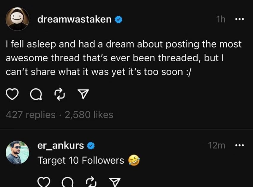 Dream's post on Threads
