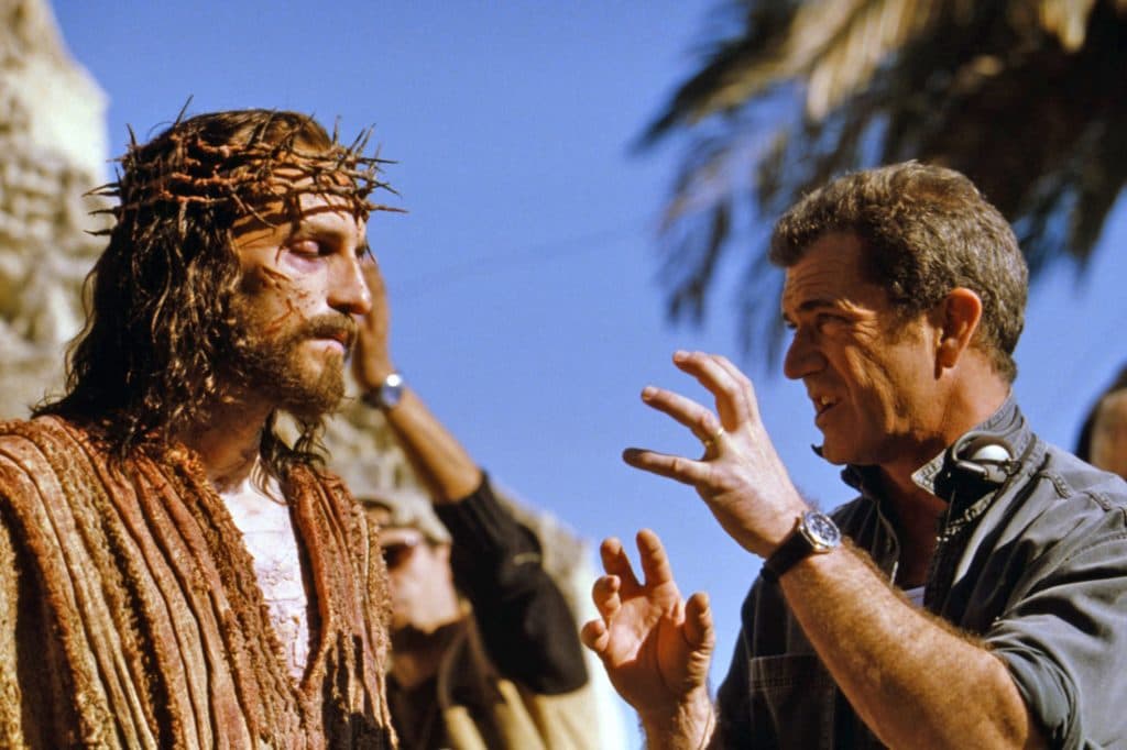 Jim Caviezel and Mel Gibson on the set of The Passion of the Christ