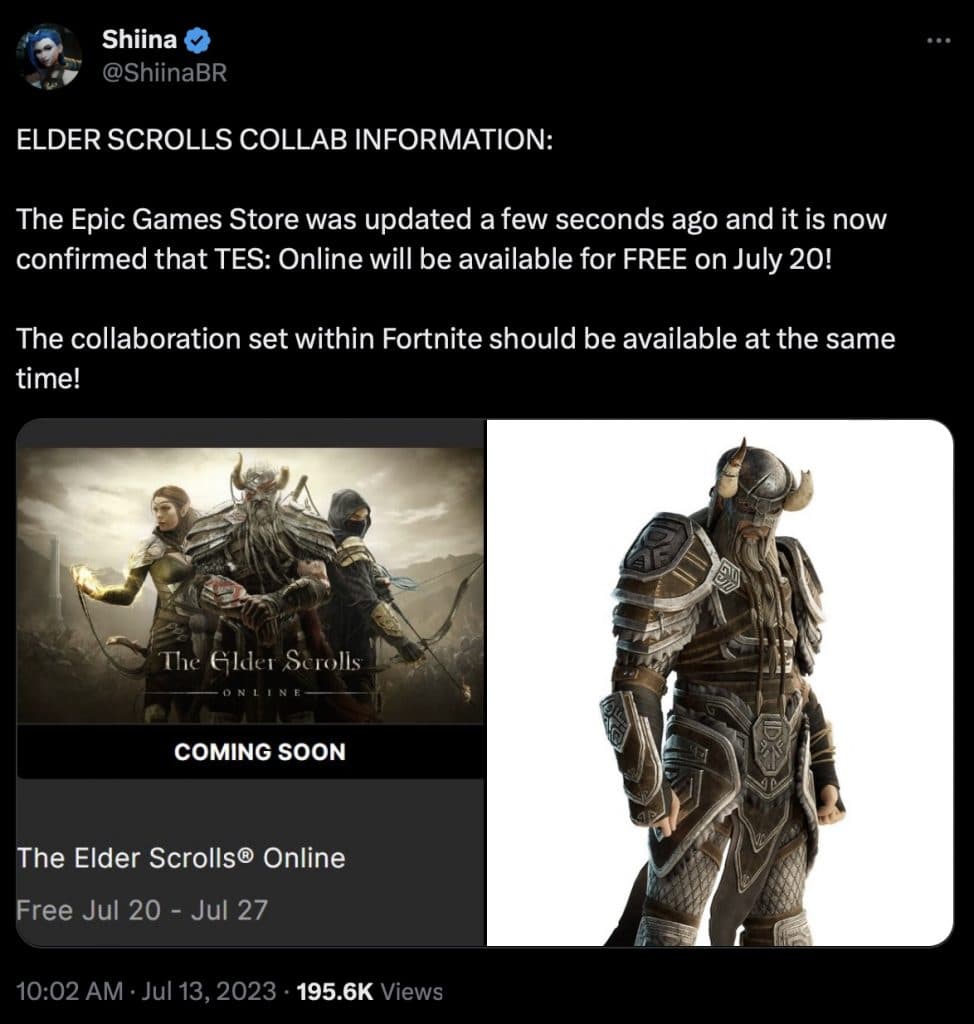 The Elder Scrolls Online vai estar gratuito na Epic Games Store
