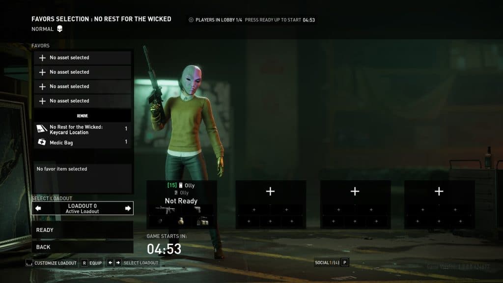 how to play payday 3 solo - loadout screen
