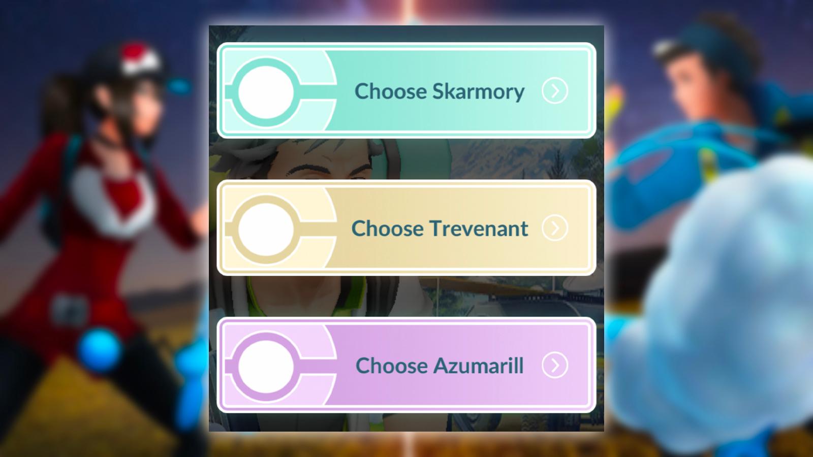 Pokemon Go choose a path Skarmory, Trevenant, or Azumarill? Dexerto
