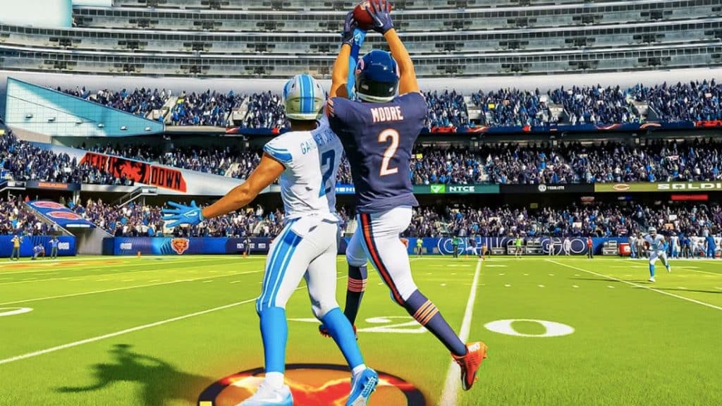 An image of a player catching a pass in Madden 24.