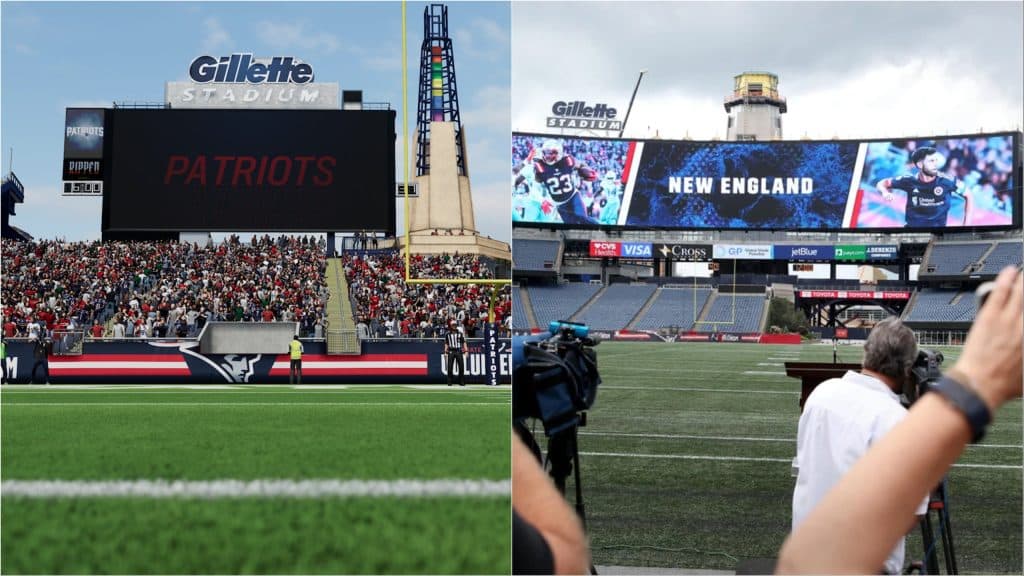 A comparison of Gillette Stadium in Madden 24